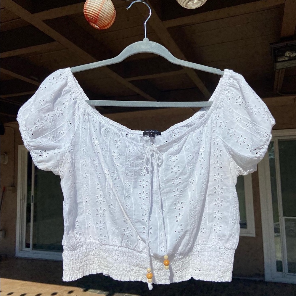 off the shoulder white top size large, can fit medium best!